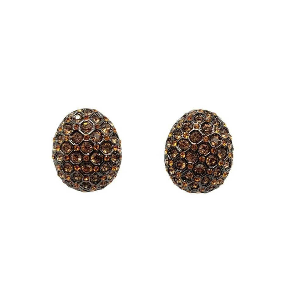 Joan Rivers Orange Citrine Rhinestone Oval Egg Cli